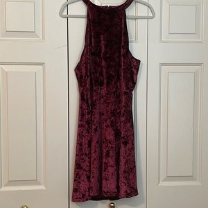 💜Wine Velvet High Neck Dress L